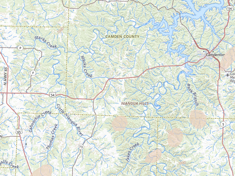 Radar-estimated hail-size map of the storm over Macks Creek, MO on May 18, 2026