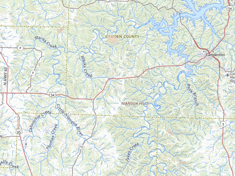 Radar-estimated hail-size map of the storm over Macks Creek, MO on Jun 11, 2026