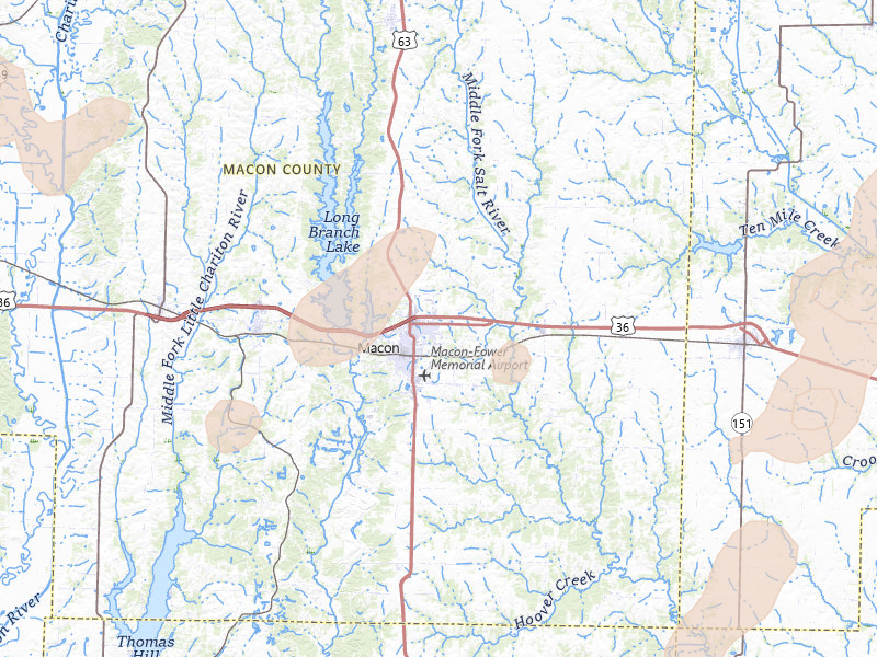 Radar-estimated hail-size map of the storm over Macon, MO on Apr 17, 2026