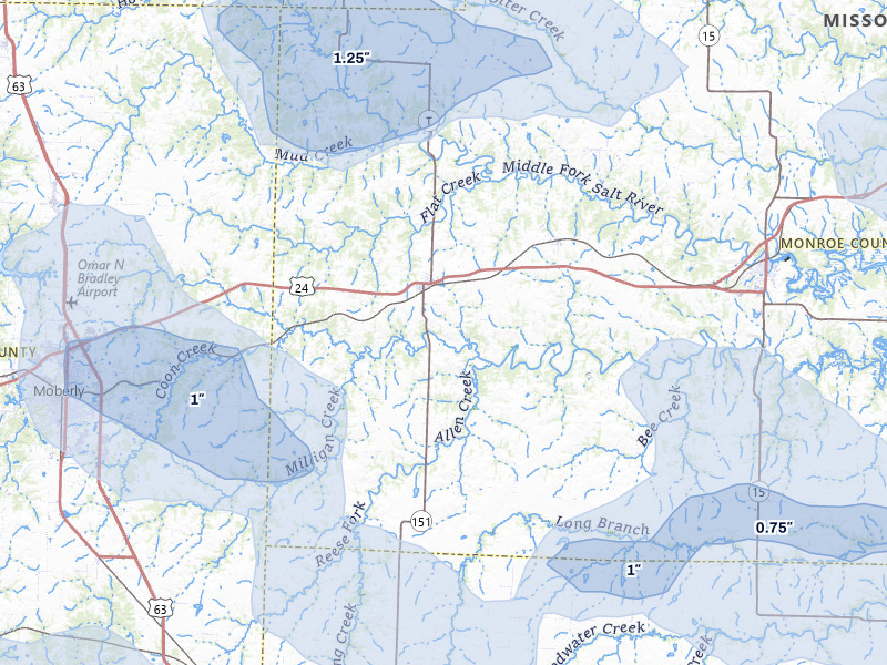 NEXRAD radar-signature map of the hail storm over Madison, MO on May 31, 2026