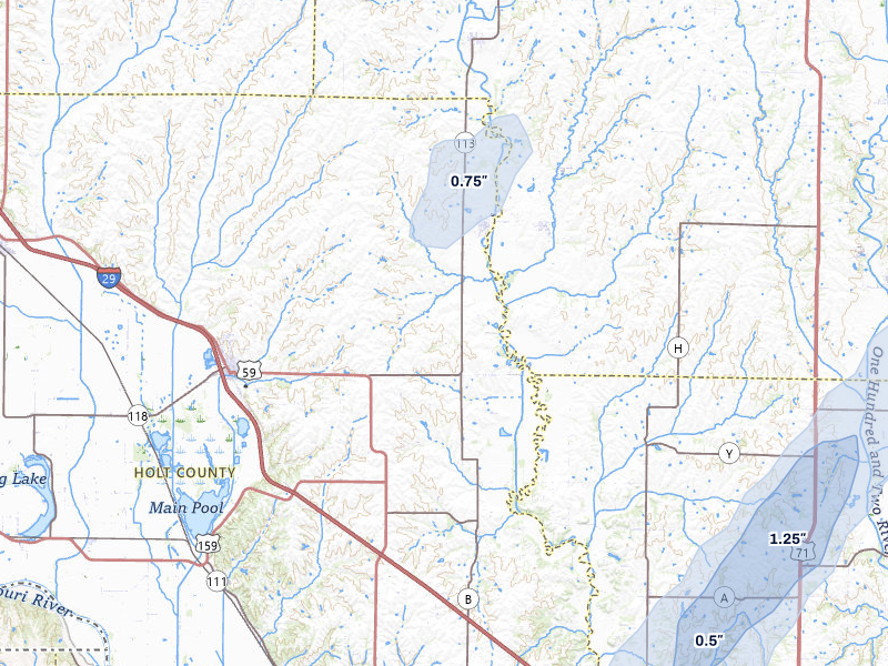 NEXRAD radar-signature map of the hail storm over Maitland, MO on Mar 4, 2026