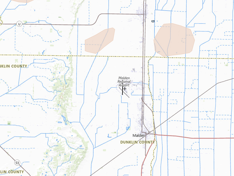 Radar-estimated hail-size map of the storm over Malden, MO on Apr 27, 2026