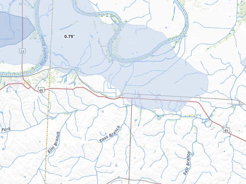 NEXRAD radar-signature map of the hail storm over Malta Bend, MO on Apr 26, 2026