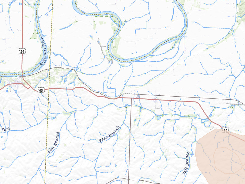 Radar-estimated hail-size map of the storm over Malta Bend, MO on Jul 10, 2026
