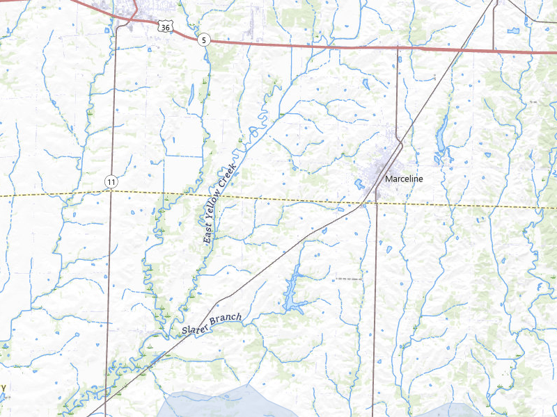 NEXRAD radar-signature map of the hail over Marceline, MO