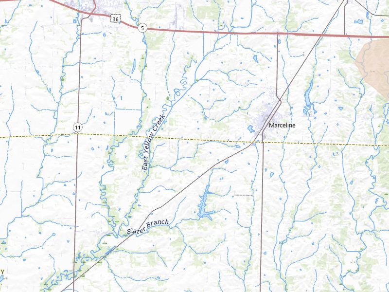 Radar-estimated hail-size map of the storm over Marceline, MO on May 4, 2026
