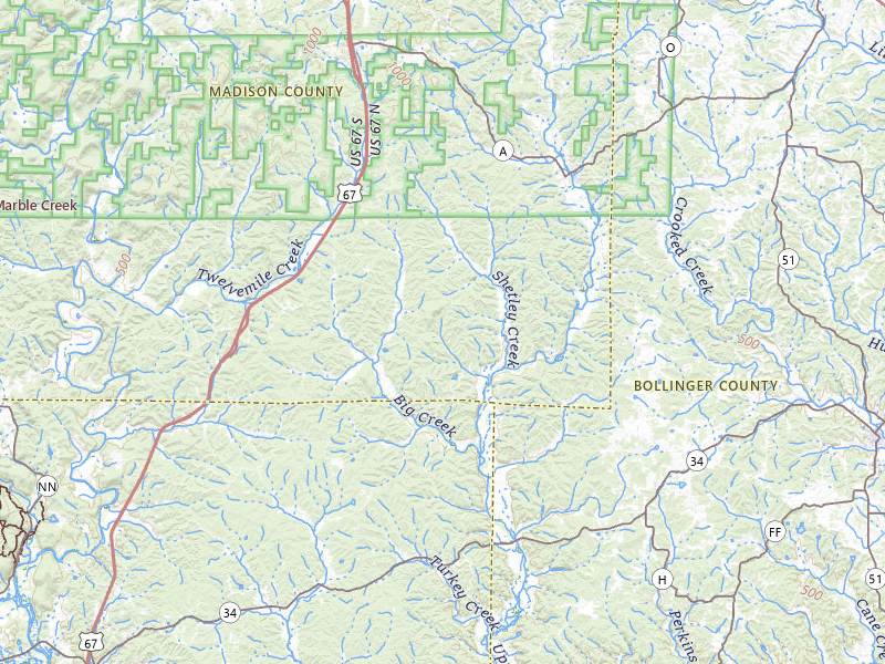 NEXRAD radar-signature map of the hail over Marquand, MO