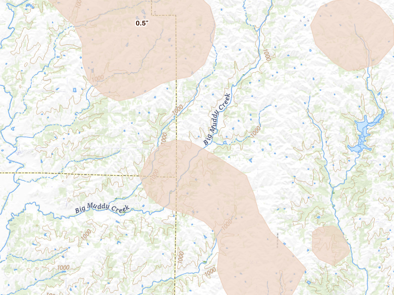 Radar-estimated hail-size map of the storm over Martinsville, MO