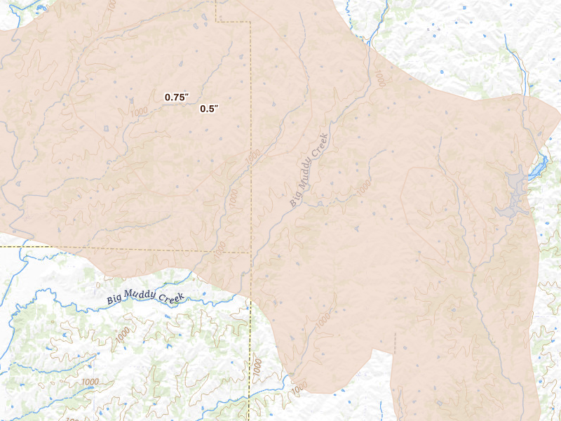 Radar-estimated hail-size map of the storm over Martinsville, MO