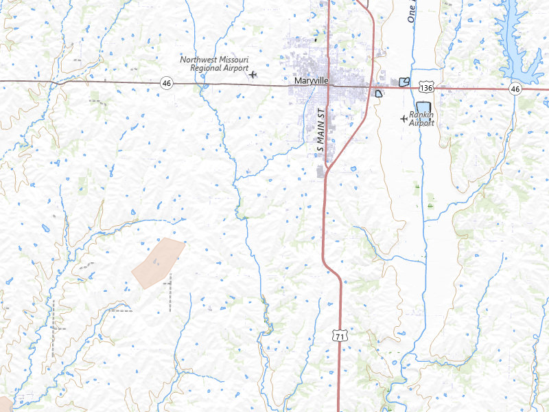 Radar-estimated hail-size map of the storm over Maryville, MO on Mar 5, 2026