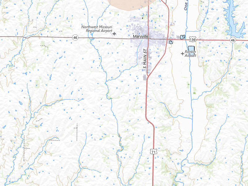 Radar-estimated hail-size map of the storm over Maryville, MO on Jun 5, 2026