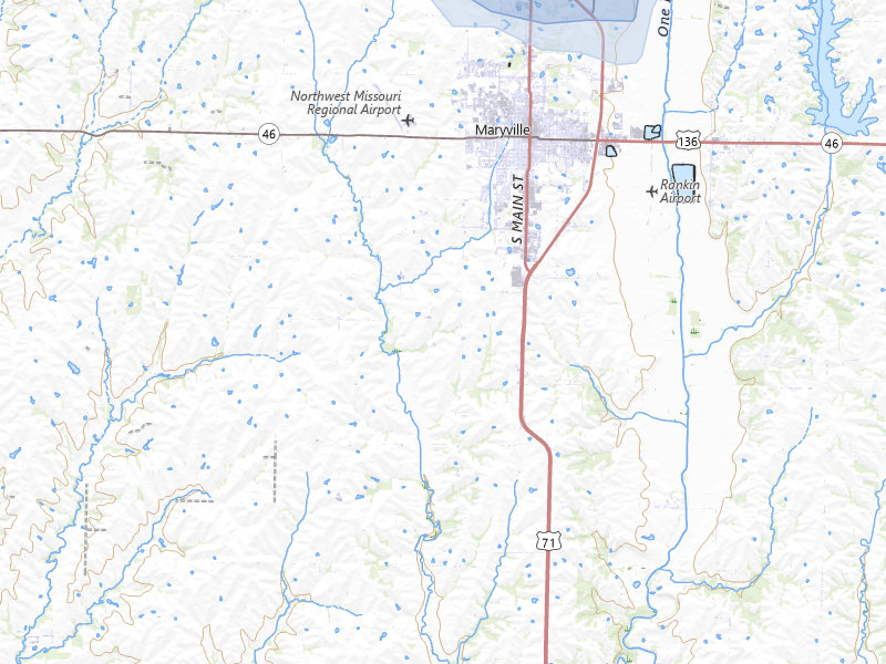 NEXRAD radar-signature map of the hail storm over Maryville, MO on Jun 5, 2026
