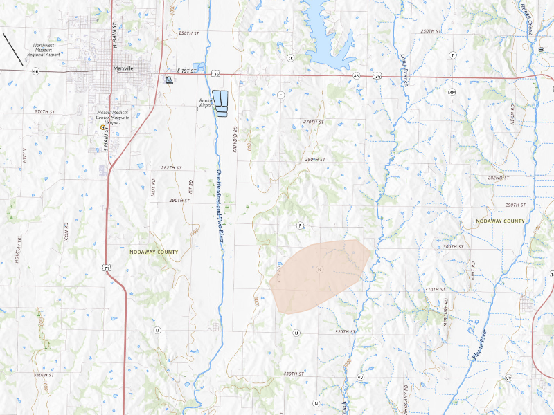 Radar-estimated hail-size map of the storm over Maryville, MO