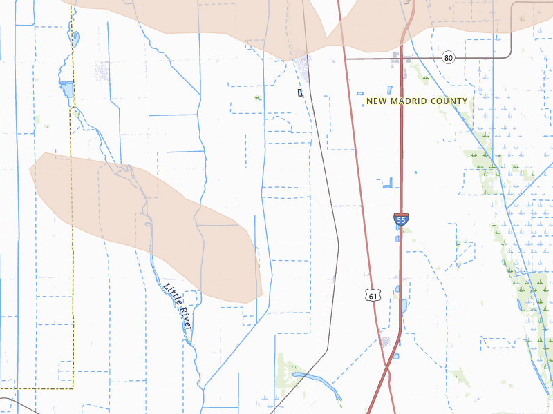 Radar-estimated hail-size map of the storm over Matthews, MO on Jul 9, 2026
