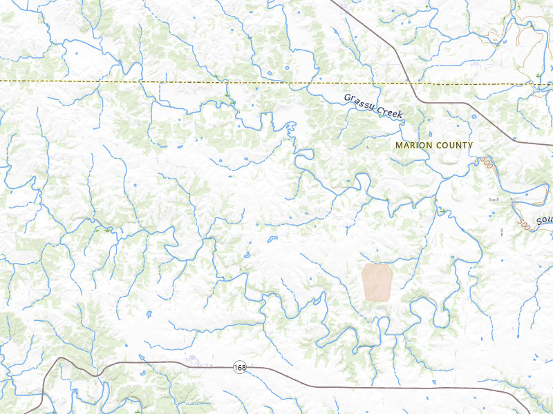 Radar-estimated hail-size map of the storm over Maywood, MO on Jun 10, 2026