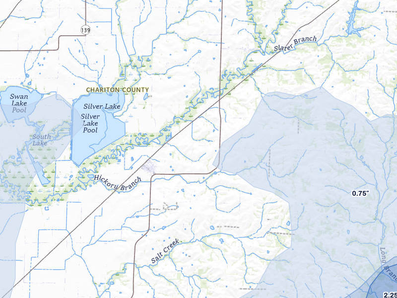 NEXRAD radar-signature map of the hail over Mendon, MO