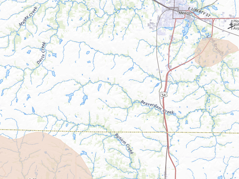 Radar-estimated hail-size map of the storm over Mexico, MO on May 31, 2026