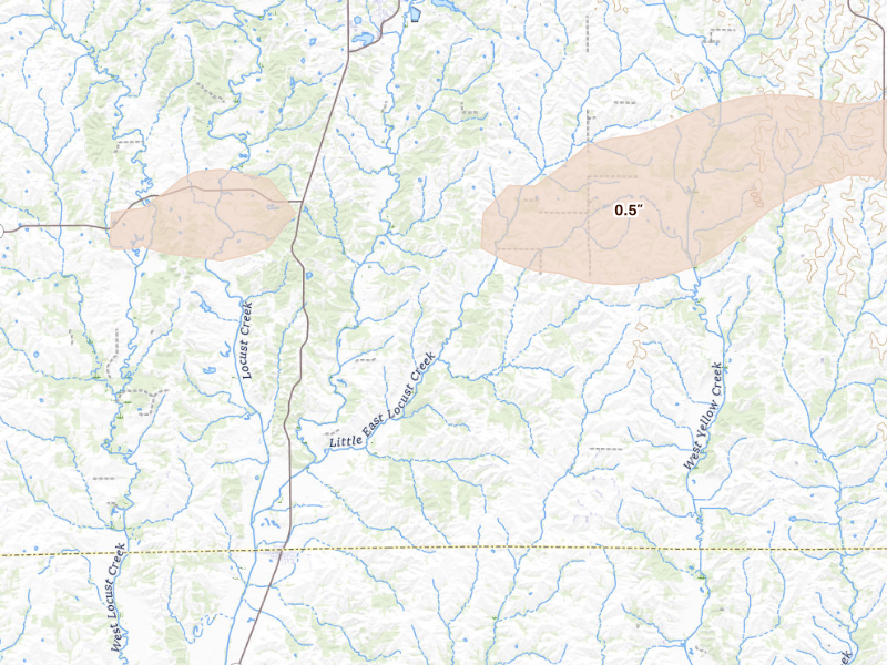Radar-estimated hail-size map of the storm over Milan, MO