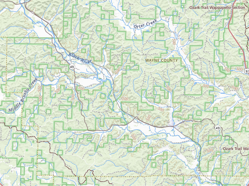 Radar-estimated hail-size map of the storm over Mill Spring, MO on Mar 4, 2026