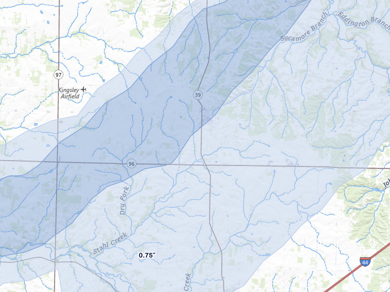 NEXRAD radar-signature map of the hail storm over Miller, MO on Mar 4, 2026