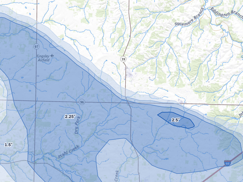 NEXRAD radar-signature map of the hail storm over Miller, MO on May 30, 2026