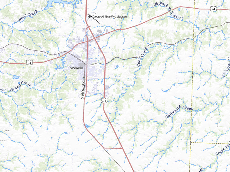Radar-estimated hail-size map of the storm over Moberly, MO on Apr 26, 2026