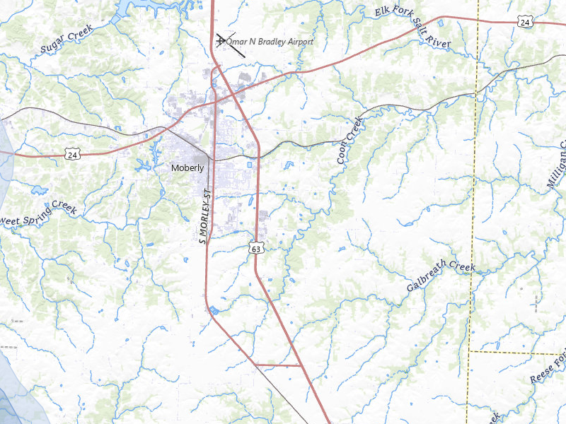 NEXRAD radar-signature map of the hail storm over Moberly, MO on Jul 20, 2026