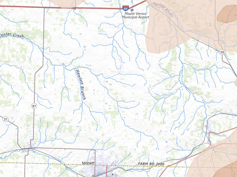 Radar-estimated hail-size map of the storm over Monett, MO on Apr 28, 2026