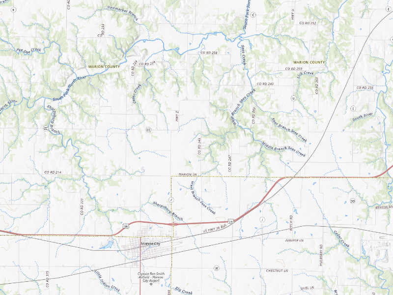 Radar-estimated hail-size map of the storm over Monroe City, MO on Apr 17, 2026