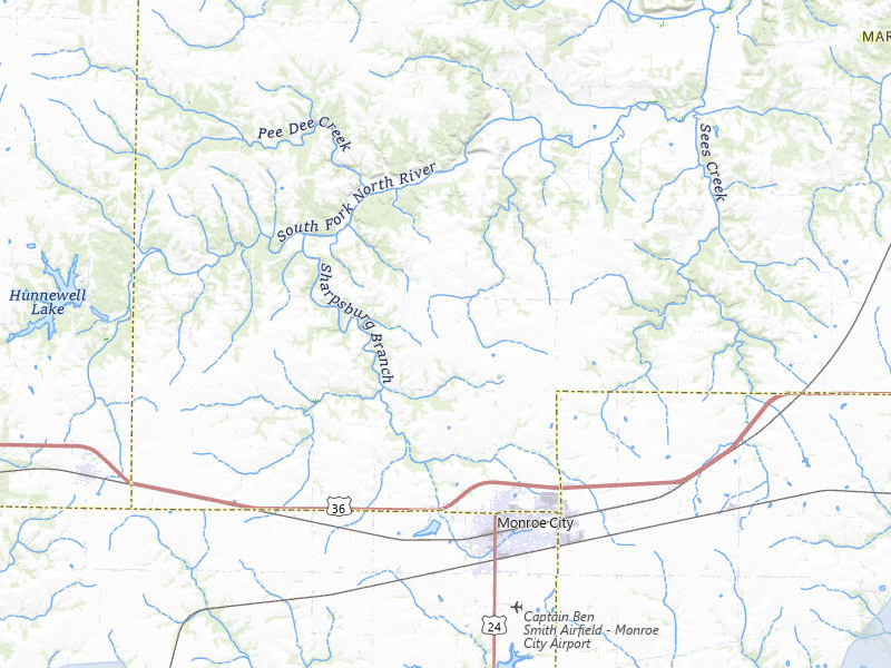NEXRAD radar-signature map of the hail over Monroe City, MO
