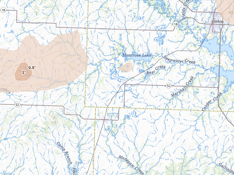 Radar-estimated hail-size map of the storm over Montrose, MO