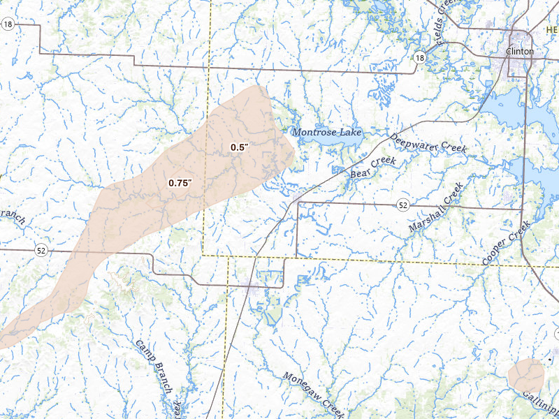 Radar-estimated hail-size map of the storm over Montrose, MO