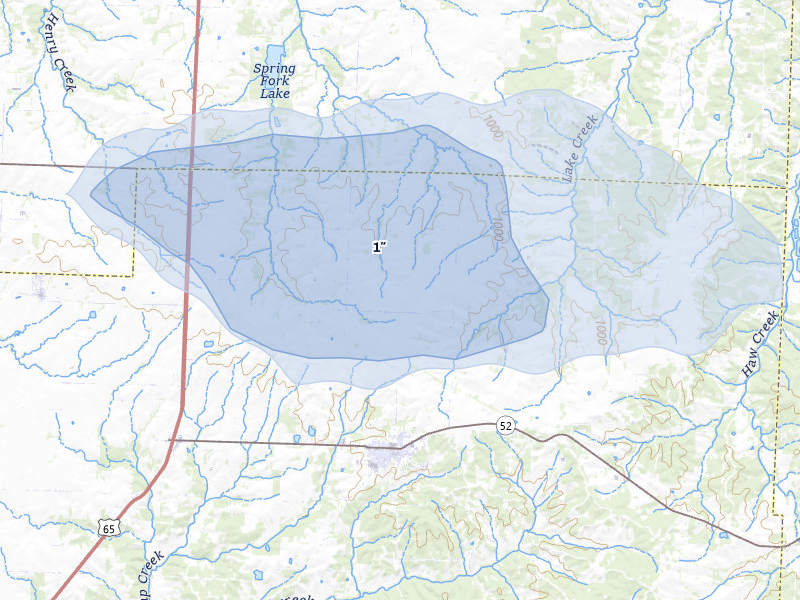 NEXRAD radar-signature map of the hail storm over Mora, MO on Jul 8, 2026