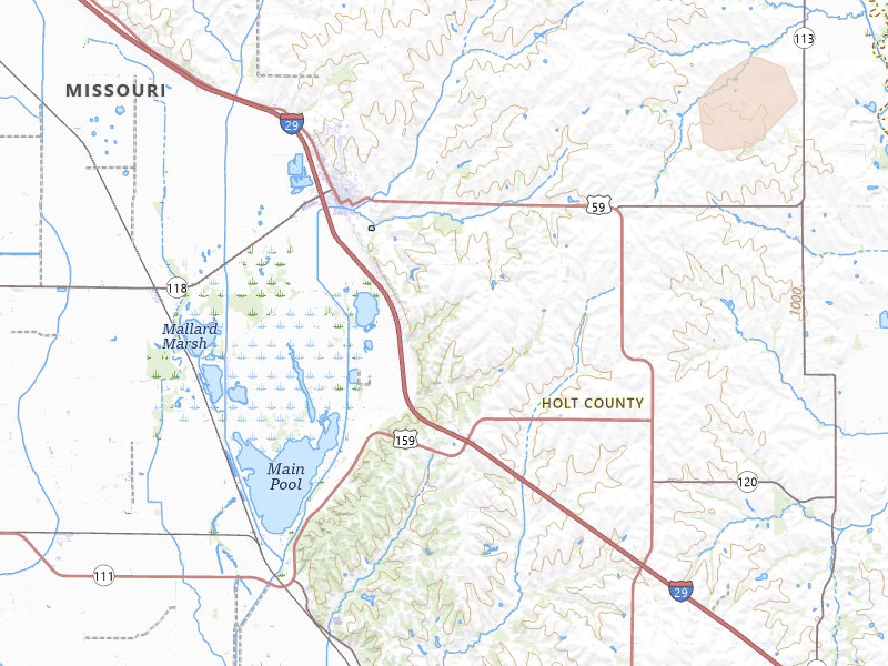 Radar-estimated hail-size map of the storm over Mound City, MO on May 16, 2026