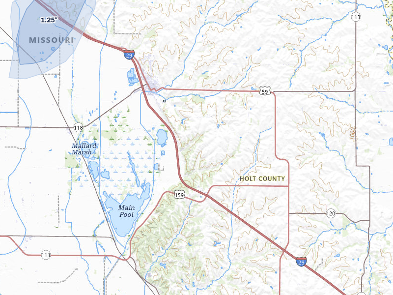 NEXRAD radar-signature map of the hail storm over Mound City, MO on May 30, 2026