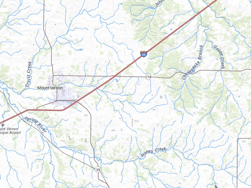 Radar-estimated hail-size map of the storm over Mount Vernon, MO on Jul 4, 2026