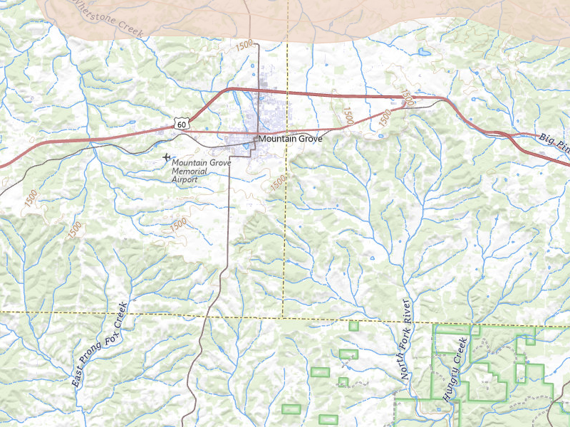 Radar-estimated hail-size map of the storm over Mountain Grove, MO on Apr 27, 2026