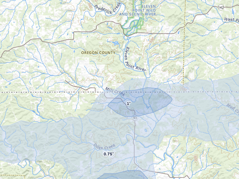 NEXRAD radar-signature map of the hail storm over Myrtle, MO on Mar 15, 2026