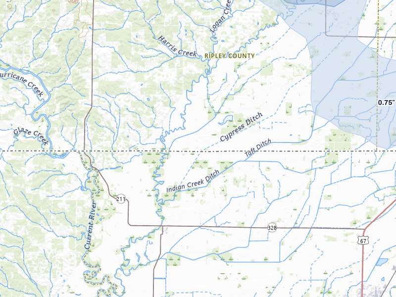 NEXRAD radar-signature map of the hail storm over Naylor, MO on Mar 7, 2026
