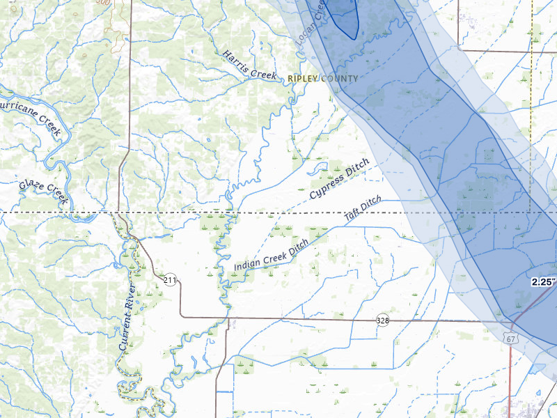 NEXRAD radar-signature map of the hail storm over Naylor, MO on May 31, 2026