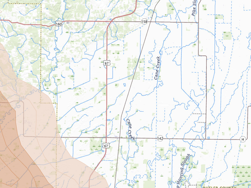 Radar-estimated hail-size map of the storm over Neelyville, MO on May 31, 2026