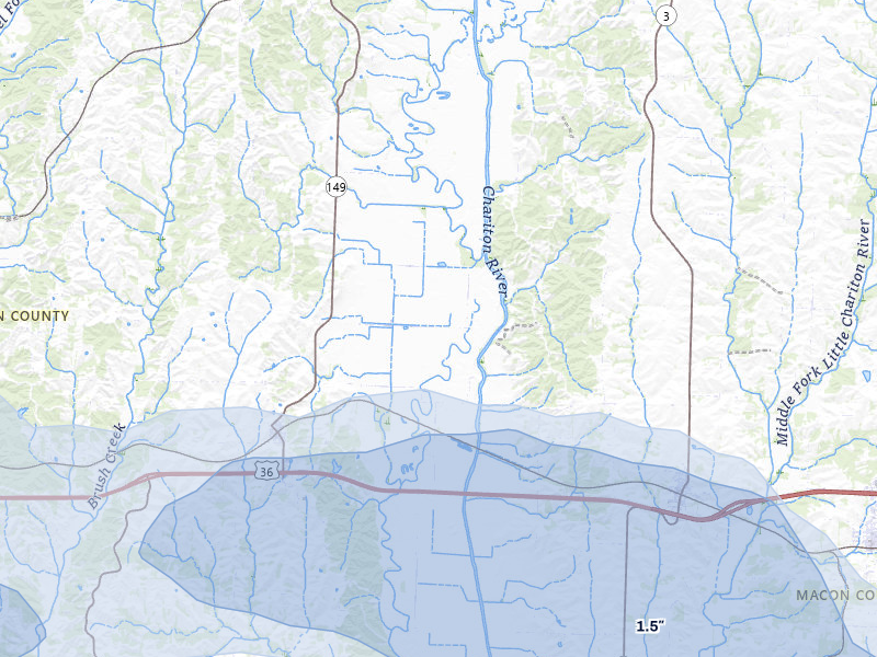NEXRAD radar-signature map of the hail storm over New Cambria, MO on May 4, 2026