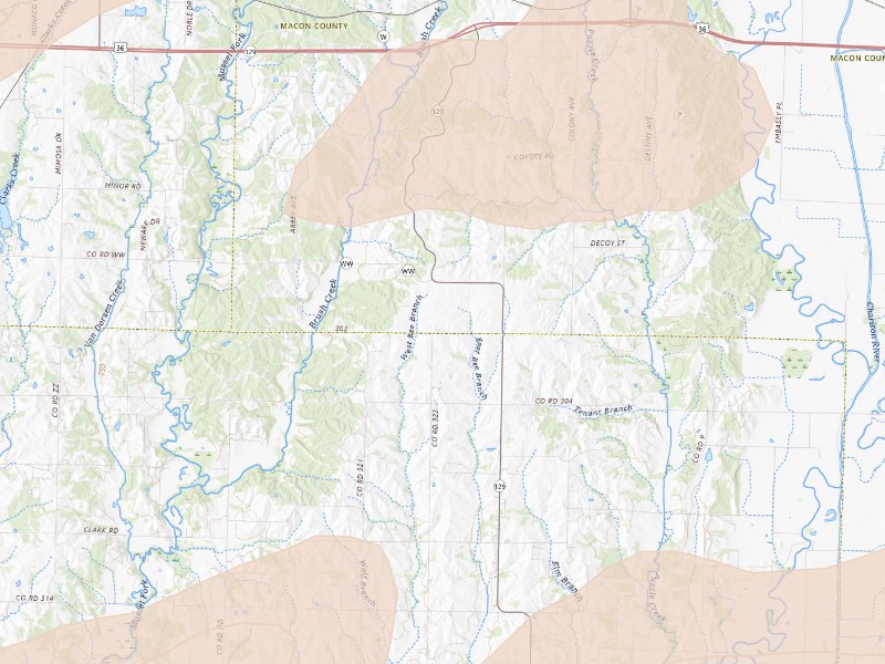 Radar-estimated hail-size map of the storm over New Cambria, MO