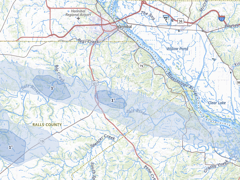 NEXRAD radar-signature map of the hail storm over New London, MO on May 4, 2026