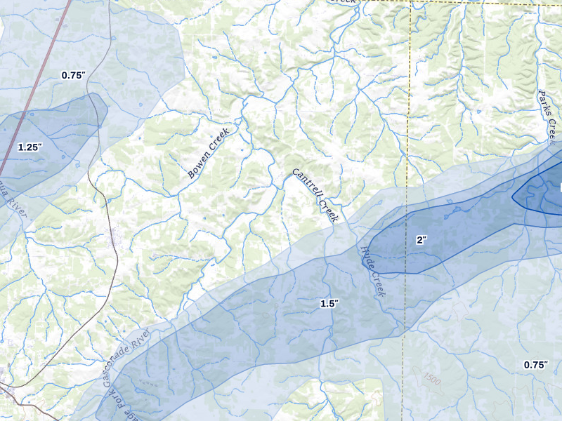 NEXRAD radar-signature map of the hail storm over Niangua, MO on Mar 4, 2026