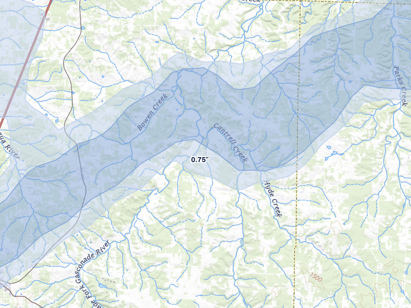 NEXRAD radar-signature map of the hail storm over Niangua, MO on Apr 28, 2026