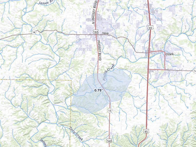 NEXRAD radar-signature map of the hail storm over Nixa, MO on Mar 6, 2026