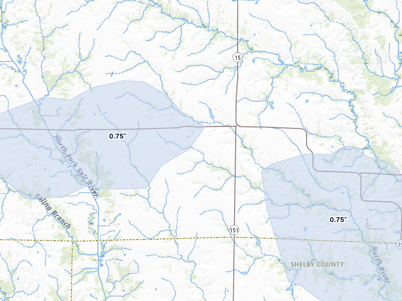 NEXRAD radar-signature map of the hail storm over Novelty, MO on Mar 26, 2026