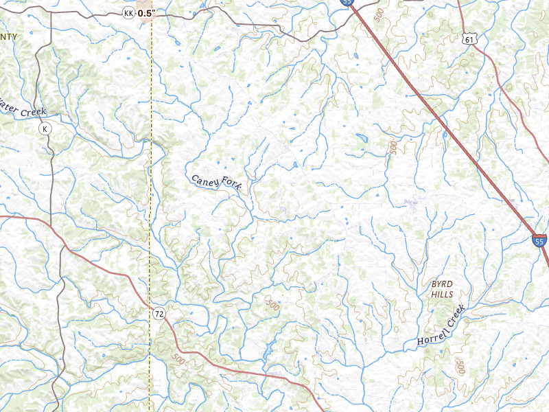 Radar-estimated hail-size map of the storm over Oak Ridge, MO on Mar 4, 2026