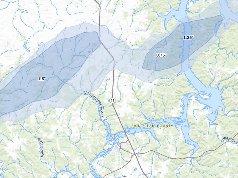 NEXRAD radar-signature map of the hail over Osceola, MO
